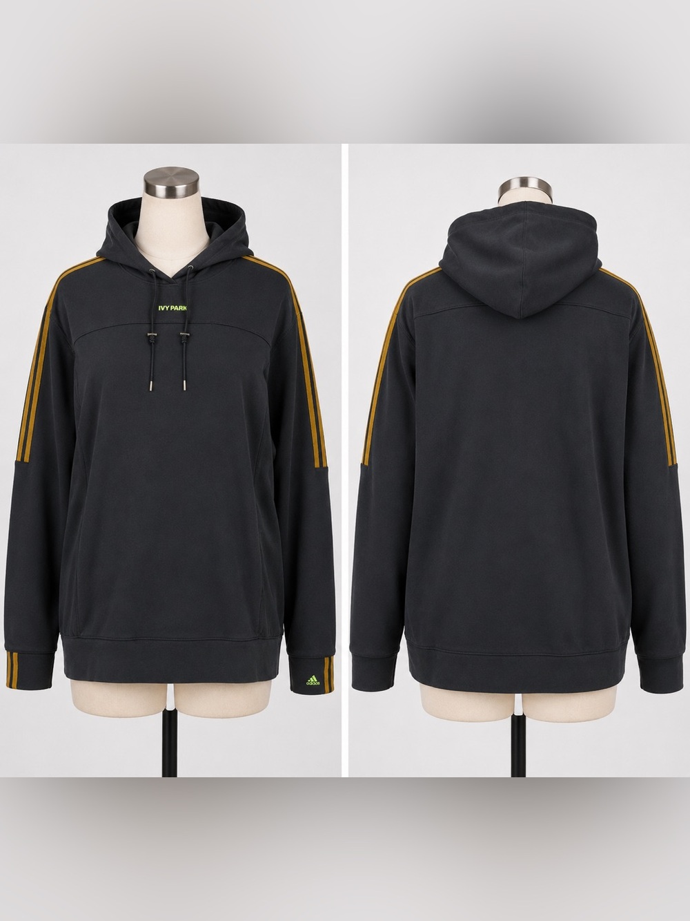Adidas x IVY PARK Oversized Hoodie 2XL Black Gold Stripe Pullover